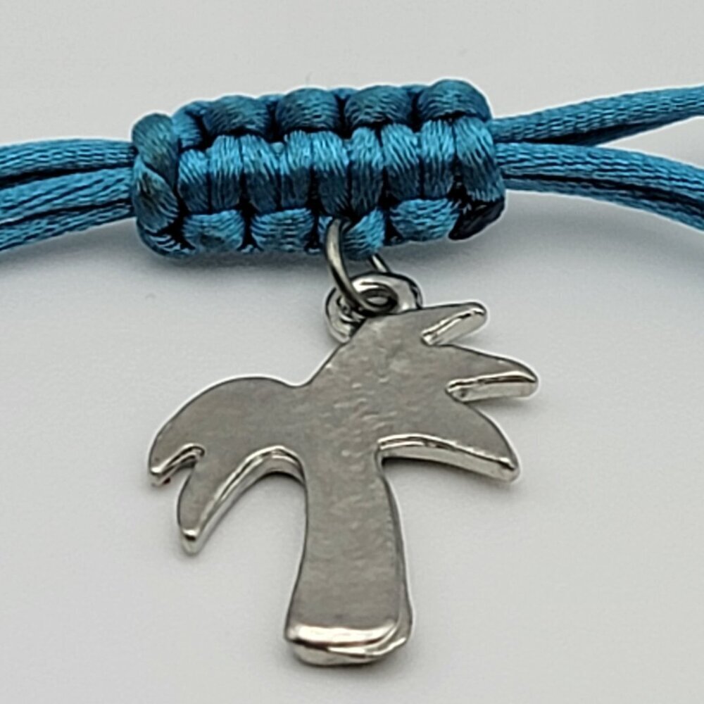 Jamaica Palm Tree Charm Glass Tube Cord Slider Bracelet One Size Adjustable - Picture 4 of 9